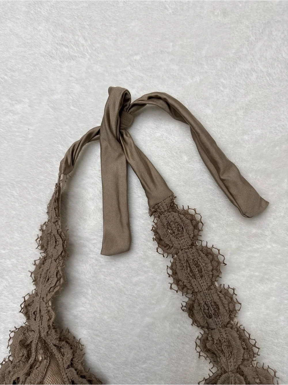 Pilyq - Taupe Crochet Halter Bikini Set, size M